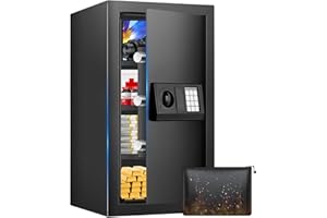 TISKGG 75L Großer Tresor Feuerfest Wasserdicht, Safe Tresor für Zuhause mit Zahlenschloss, Feuerfester tresor mit Intelligente Alarme, MöBeltresor, Wandtresor Tresore für Gold Schmuck Dokumente