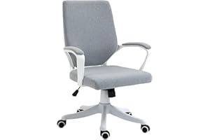 Vinsetto Silla de Oficina Giratoria Silla de Escritorio Basculante con Reposabrazos y Altura Ajustable para Dormitorio Salón Carga 120 kg 62x69x92-100 cm Verde Gris