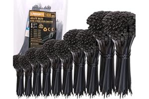 LANHUIYY 1000 Pezzi Fascette Plastica per Cablaggio, Fascette Elettricista 100/150/200/250/300 mm x 3,6 mm Fascette Stringicavo Fascette Nere per Casa, Ufficio e Garage (1000pcs, Nero)