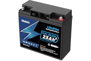 BRINGLUCK2U Haisic Bateria Litio 12V 23Ah, Batería LiFePO4 640Wh con BMS Batería Recargable hasta 6000+ Ciclos Profundos Serie/Paralelo para Coche de Niños, Stock de Energía Solar, Aplicación Fuera de la Red