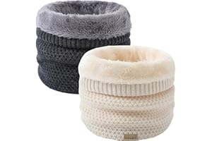 HYUET Winter Schlauchschal Loop Schal Rundschal Dick Fleece Halswärmer Gefüttert Weichem Thermo Halsschlauch Halstuch Schlauch Nackenwärmer Herren Damen Winter zum Sport Ski Herren Damen