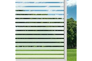 Mgood Vinilos para Cristales Diseño a Rayas 44.3 x 200cm, Vinilo Ventana Privacidad Translucido Electrostaticos Anti UV Vinilo sobre Cristal para Hogar Oficina Puerta Cristal, Rayas Medianas