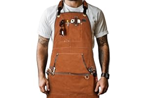 LEATHER VILLAGE Work Apron-Heavy Duty Wood Working Apron for Men with Tool Pockets for Woodworkers Blacksmiths Carpenters M-XXL