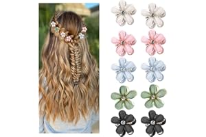 JODSEN 10 Pcs Mini Diamond Hair Claw Clips,Small Hair Clips Flower Hairpins Hair Accessories for Women,Girls,Sweet Mini Barrettes Hair Styling Accessories for Photograph,Daily,Party,Wedding (Multicolor)