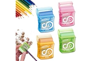 FOZUANEI Pencil Sharpeners, 4 Pcs Manual Pencil Sharpeners Double Hole Portable Pencil Sharpener for Kids Adults Students School Class Home Office (Blue,Yellow,Green,Pink)