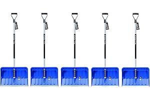PAFEN 5 Pelles à Neige Avec Poignée Ergonomique - Pour Petites et Grandes Quantités - Lame en Plastique, Bord en Aluminium, Manche en Aluminium
