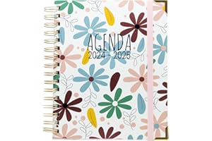 Agenda Escolar 2024-2025 Flowerfull - Planificación Diaria y Anual, Encuadernación Premium - Agenda Anual con 2 Días por página - Tamaño 2,5 x 17,5 x 21,5 cm - Sweetcolor