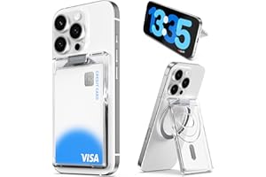 Sinjimoru für Clear MagSafe Wallet mit einstellbarem Ständer, 6,5 mm schlankes transparentes magnetisches Wallet, 3000G Magnetstärke für iPhone 17/16/15/14/13. M-Slim Slot Stand