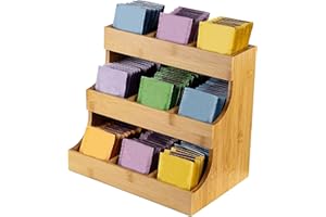 SUNAOMNI Organiseur De Sachets De Thé Pouvant Contenir 180 Sachets De Thé Organiseur Vertical Boîte À Thé en Bois À 3 Couches Élégant Support De Sachet De Thé pour Café