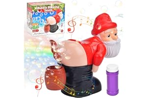 DAMIGHT Weihnachten Santa Bubble Fart Blower, Automatische Furz Bubble Machine, Lustige Weihnachtsmann-Blasenblasmaschine mit Licht & Musik, Elektrische Furz Blasengebläse für Kinder