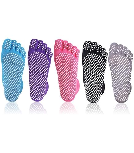 3 Paia Calzini Yoga Antiscivolo SPOKKI, Senza Dita, Con Grip Totale In Silicone, Taglia Unica EU 35-42, Per Pilates E Fitness, Colori Assortiti