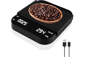 Gaethra Espresso Waage Mit Timer, 3kg/0,1g Tragbare Digitale Feinwaage Kaffee, USB Wiederaufladbare Espresso Waage mit Automatischer Zeitmessung, Kaffeewaage für Espresso & Pour Over Zubereitung