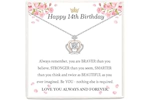 VOSAP 12th-21st Birthday Gifts for Girls, Sterling Silver Crown Necklace 13 16 17 18 21 year old gifts for girls, Birthday Jewellery Presents for Daughter Granddaughter Friend Women