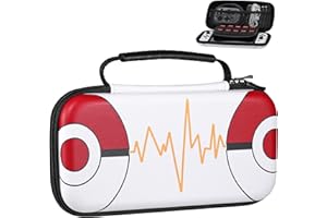 MoKo Carrying Case for Nintendo Switch OLED Model 2021/Nintendo Switch, Hard Shell Portable Travel Carry Case w/10 Game Card Slots Compatible with Nintendo Switch Console & Accessories, Pokeball