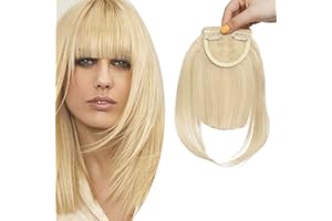 SEGO Frangia Capelli Clip Frangetta Finta Frontale Extension Hair Bangs Posticci Donna Toupet 30g #613 Biondo Chiaro