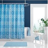 Zethome Banyo Perdesi 1x120x200 Tek Kanat Duş Perdesi Halka Hediyeli Duşakabin Perdesi 5033 Mavi