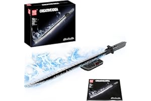 Mould King 116CM Schwert Bausteine Modell, 885 Teile Waffen Spielzeug Blockmodell mit LED und Ständer, Lichtschwert Cosplay-Spielzeug für Kinder/Erwachsene 8 Kollektion