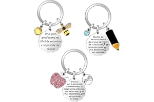 Angelra Llaveros Profesora Maestro 3pcs Regalo del Día del Maestro para Mujer Hombre Colgante con Una Gran Profesora es Difícil de Encontrar Llavero para Graduación Cumpleaños
