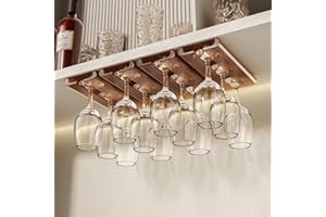 Vaisoeny Cuelga copas，paquete de 4 estante soporte copas colgante con borde de arco, diseño translúcido, adecuado para cocina, restaurante y bar (Ámbar)