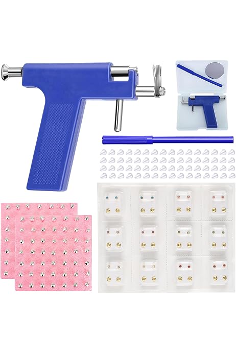 Kit Piercing Nez Maison - 3 Pistolets + 6 Bijoux Nez - Stérile Et Indolore Pour Piercing Nasal à Domicile