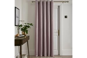 Fusion Strata Blush Thermal Eyelet Curtain – W66 x L84 (168 x 214cm) – 1 Panel – Soft Pink Cotton Drape for Bedroom, Living Room & Doors – Blackout & Soundproof – Modern Check Design