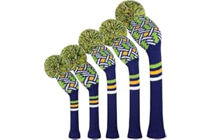 Scott Edward Copritesta da golf in legno, 5 pezzi, copri driver, 1 legno da fairway * 2 ibridi (UT) * 2