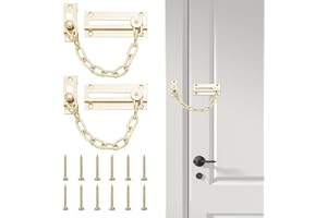 SOL Chaîne de sécurité pour porte d'entrée,Chaîne de sécurité en laiton et chrome pour porte, chaînes de porte UPVC, sécurité de porte d'entrée (laiton, 2 (deux) chaînes de porte)