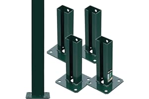 KOTARBAU® Juego de 4 soportes para postes, 60 x 40 mm, placa de tacos con pie de valla galvanizada y recubierta de polvo, casquillo atornillable, zapata para postes, soporte para valla de malla de