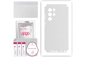 apgo Protecteur Skin, Autocollant, Peau, Film en Vinyle structuré pour ARRIÈRE + CÔTÉS au modèle Samsung Galaxy S22 Ultra avec Motif Carbone Transparent