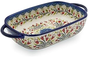 TYMYYS Ceramic Baking Dish For Oven, Small Casserole Dish With Handles, Ceramic Oven Bakeware-tulip-rectangle 700ml