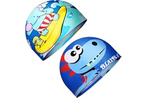 2 Pezzi Cuffia da Nuoto per Bambini,Cuffia da Piscina Silicone Bambina,Cuffia da Nuoto Bambino,Cuffia da Nuoto in Silicone,Cuffia da Nuoto per Bambini Silicone,Cuffia Piscina Bambini