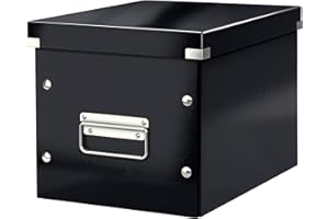 Leitz Caja de Almacenaje Mediana en Forma de Cubo, Negro, Gama Click & Store, 61090095