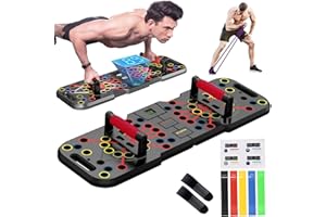 FumyFumy Liegestützgriffe Liegestütze Brett, Push Up Board Liegestützbrett Fitnessgeräte für Zuhause Calisthenics Equipment, Sportgeräte mit Zählfunktion, Resistance Bands und Handgelenkschonern