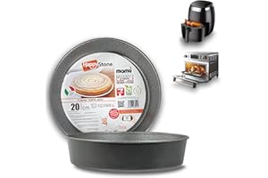 ARCA, Set 2 Teglie Rotonde 20 cm per Friggitrice ad Aria e Forno, Antiaderenti e Adatte alla Lavastoviglie, Ideali per Torte e Altre Ricette, in Alluminio, Made in Italy