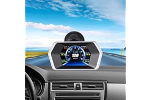 SIXTOP HUD Auto GPS + OBD Dual Sistema, Pantalla de 3 Pulgadas, Tachómetro Digital con KM/H y MPH, Parasol y Reloj Temperatura Agua Coche, para Todos Los Vehículos