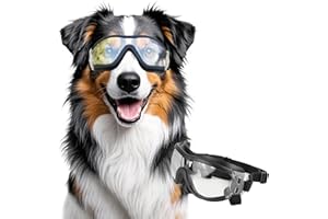 NAMSAN Sonnenbrillen für Hunde Einstellbar Hundebrille Wasserdicht Winddicht UV-Schutz Brille Hund für Mittel/Gross Hunde-Klar