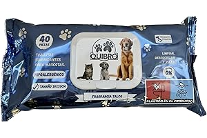 Quibropets Toallitas Húmedas con Talco para la Higiene de Patas de Perros y Gatos - Limpieza Profunda y Efectiva en un Solo Paso - Limpiador de Patas para Mascotas - 40 Unidades.