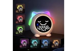 MRSCOZ Toddler Sleep Training Clock, Alarm Clock for Kids, Bluetooth Music Player & Digital Clock, Sleep Sound Machine for Nursery, Kids Alarm Clock, Sleep Trainer with Wake Up Light (V3)