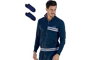 Enrico Coveri Athletic Tuta Completa Uomo Estiva + CALZINI OMAGGIO, Cotone Garzato leggero Sportiva Mezza Stagione Collo alto Zip M-XXL relax attività fisica