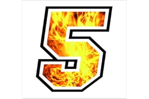 GAMESMONKEY Adesivo NUMERO GARA- misura 12 cm -Gara Cross PistaAuto Moto Stickers (5, Fiamme)