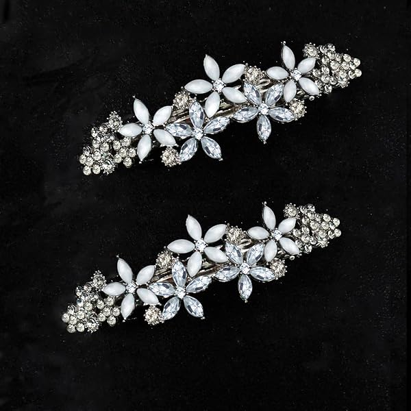 3 Stück Strass Haarspangen Silber – Mit Kristallperlen & Blumen-Design, Für Hochzeit, Braut & Brautjungfern