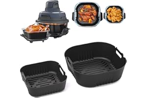 BAFIWU Lot de 2 Moule Silicone pour Portable Ninja Crispi Friteuse, Revêtement en Silicone Plat Accessoires pour Ninja Crispi Air Fryer 3,8L, 4-en-1, Spécialement Conçu pour Airfryer Crispy FN101
