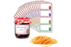 SSKHE 50 Jam Jar Doilies Paper Set with Labels, Red Vintage Paper Doilies, Rubber Bands, Jam Jar Labels & Covers for Canning Jars, Homemade Preserves & Gift Wrapping Wedding Party Crafts Baking DIY