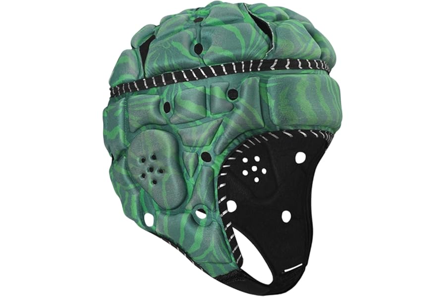 Topeter Soft Shell Rugby Helmet with Reflective Strips, Adjustable Goalie Headguard for Hockey, Football, Soccer