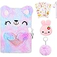 RosewineC Secret Diary with Lock for Girls, Plush Notebook and Pen Set for 6 Year Old Girls Birthday Gifts, Stationary Sets Coin Purse Keychain Stickers Ballpoint Pen for 6-13 Year Old Girls