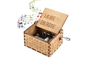 Nostalgish Music Boxes Hand Crank Wooden Musical Boxes Music Box - Unique Gift (Wood, La Vie En Rose)