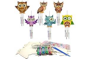 Huahuanghui Carillons Eoliens Hibou pour Enfants 6 Pièces, Kit Bricolage Chouette Enfant, Artisanat en Bois pour Enfants, Ensemble D'artisanat D'automne Enfant