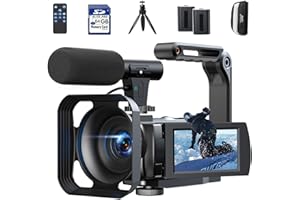 FIREFOTO Videokamera 5K Camcorder 56MP WiFi Vlogging Kamera für YouTube Digitalzoom 16X Touchscreen 3" IR Nachtsicht Video Camera mit 2 Batterien, 64GB Karte, Fernbedienung, Mikrofon
