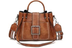 VINBAGGE Damskie torebki, skórzane torebki, sztuczna skóra, styl vintage, torebka na ramię, Brązowy, F, Totes