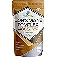 Lions Mane Supplement 4000mg with Vitamin B1 & Black Pepper | 180 Vegan Tablets | Lion's Mane Mushroom 20:1 Extract (Not Lions Mane Powder or Capsules) | Mental Performance & Nervous System | UK Made